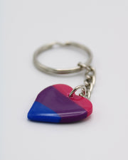 LBGTQ+ Polymer Clay Bisexual Heart Keyring Pride Jewellery