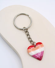 Lesbian Flag LGBTQ+ Pride Polymer Clay Heart Keyring