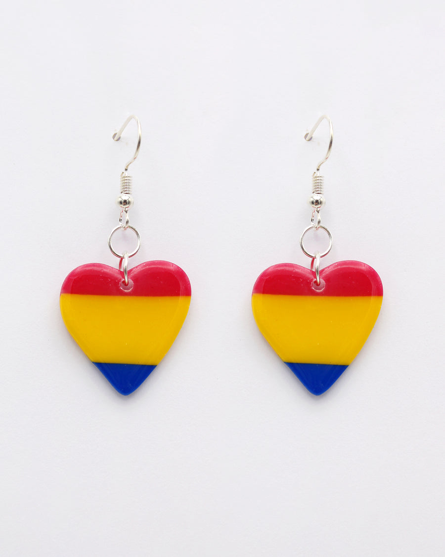 LGBTQ+ Earrings Pan Jewellery Pansexual Heart Drops