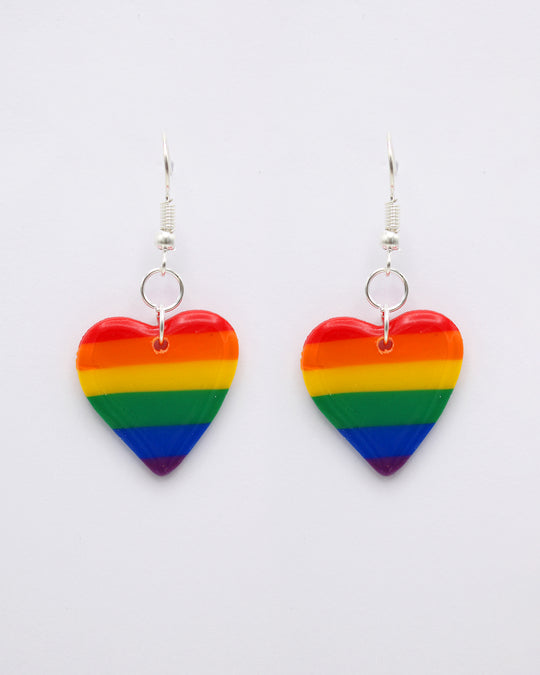 LGBTQ+ Pride Rainbow Heart Drop Earrings