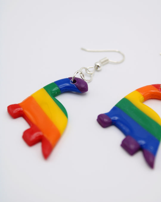 LGBTQ+ Pride Rainbow Dinosaur Polymer Clay Earrings