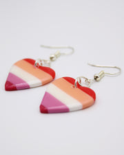Lesbian Flag LGBTQ+ Pride Heart Polymer Clay Earrings