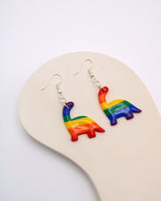 LGBTQ+ Pride Rainbow Dinosaur Polymer Clay Earrings