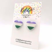 LGBTQ+ Pride Gender Queer Heart Stud Earrings