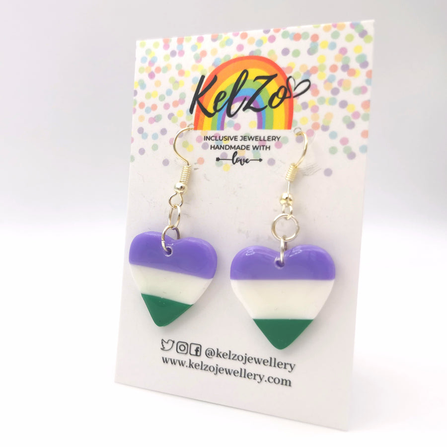 LGBTQ+ Earrings Jewellery Gender Queer Heart Drops