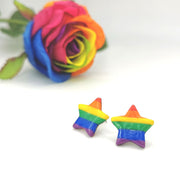 Pride Rainbow Star Earrings, LGBTQ+ Queer Stud Earrings