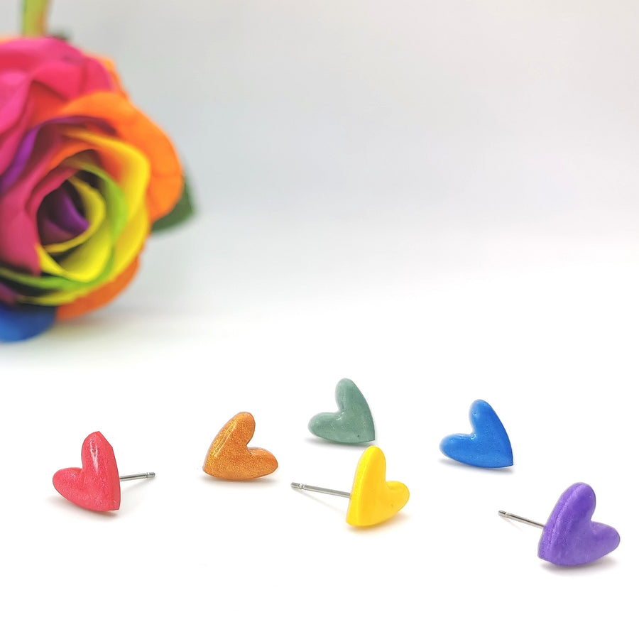 Pride Rainbow Heart Earring Stud Pack, LGBTQ+ Queer Studs