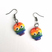 Rainbow Pride LGBTQ+ Skull Drop Earrings
