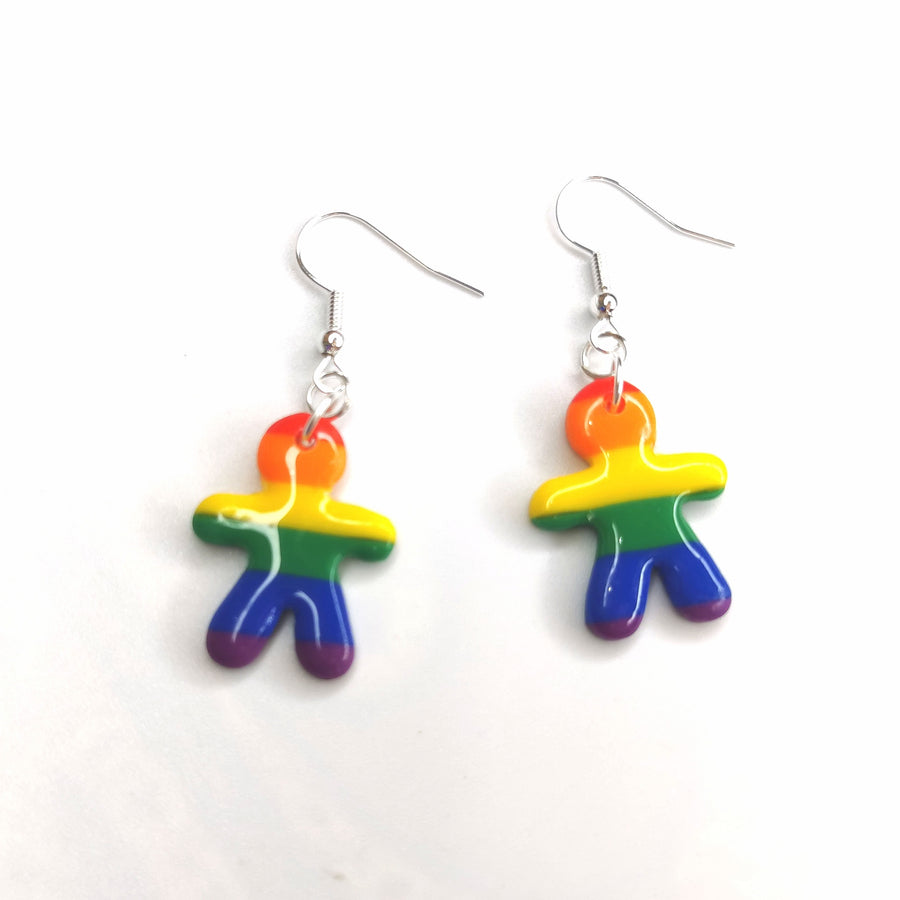 Rainbow People Drop Earrings Queer LGBTQ+ Jewellery