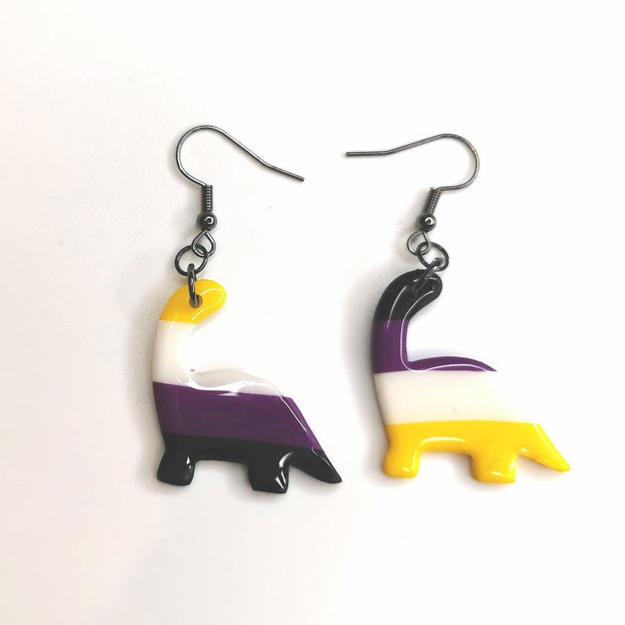 LGBTQ+ Pride Non Binary Dinosaur Polymer Clay Earrings
