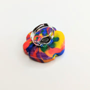 Marble Rainbow Rose Floral Statement Adjustable Ring