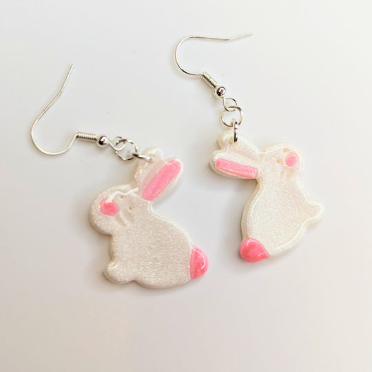 Cute Bunny Earrings, Polymer Clay Drop Earrings