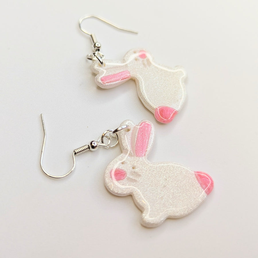Cute Bunny Earrings, Polymer Clay Drop Earrings