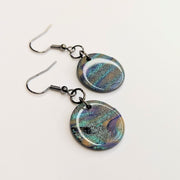 Marbled Sparkly Planet Drop Earrings
