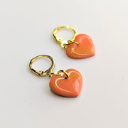 Little Peachy Heart Huggie Hoop Earrings