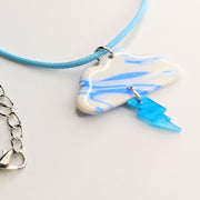 Marbled Blue Cloud & Bolt Charm Necklace
