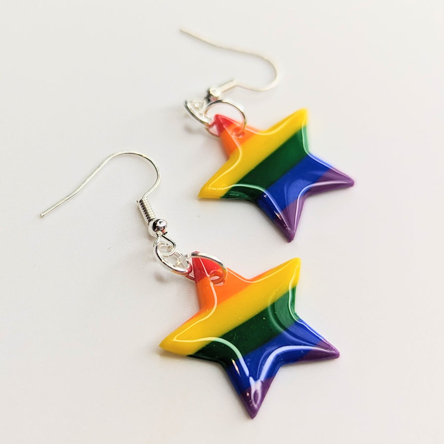Rainbow Star Drop Earrings Queer LGBTQ+ Jewellery