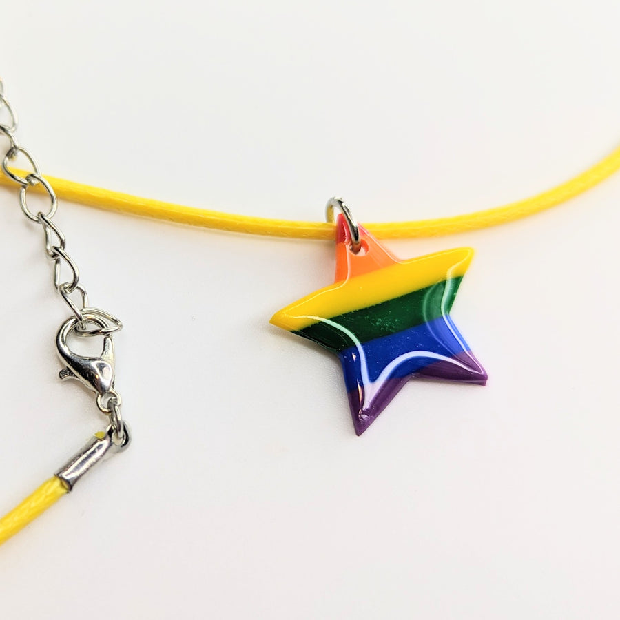 LGBTQ+ Pride Rainbow Polymer Clay Star Necklace