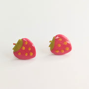 Strawberry Stud Earrings, Polymer Clay Studs