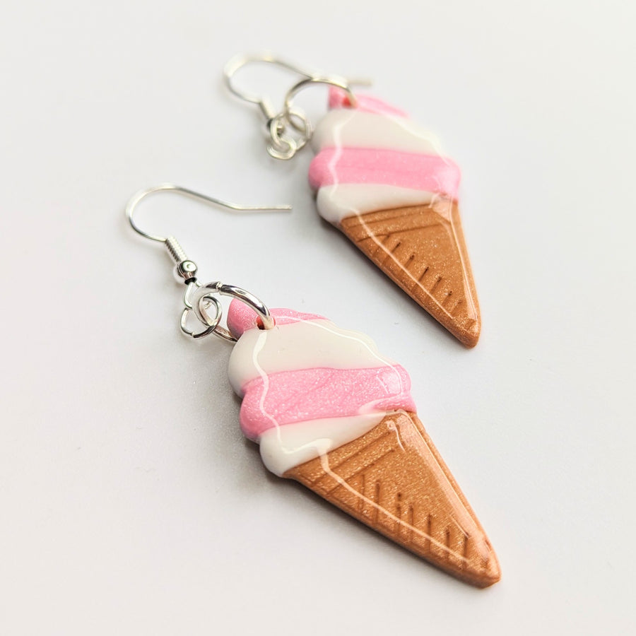 Pink & White Ice Cream Drop Earrings