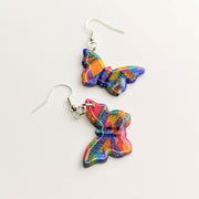 Marbled Pride Rainbow Sparkly Butterfly Earrings, LGBTQ+ Queer Jewellery